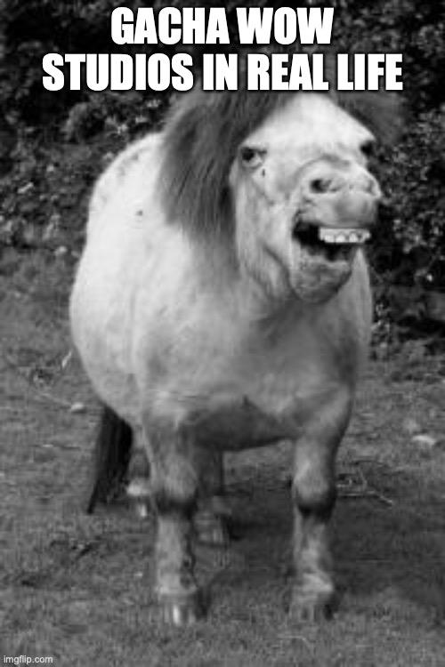 ugly horse | GACHA WOW STUDIOS IN REAL LIFE | image tagged in ugly horse | made w/ Imgflip meme maker