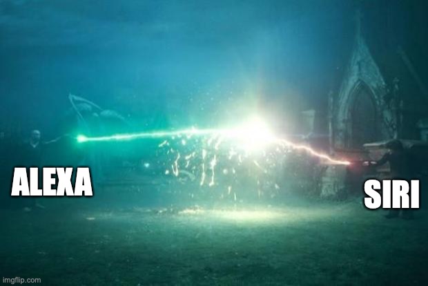 Harry Potter Voldemort Duel | ALEXA; SIRI | image tagged in harry potter voldemort duel | made w/ Imgflip meme maker