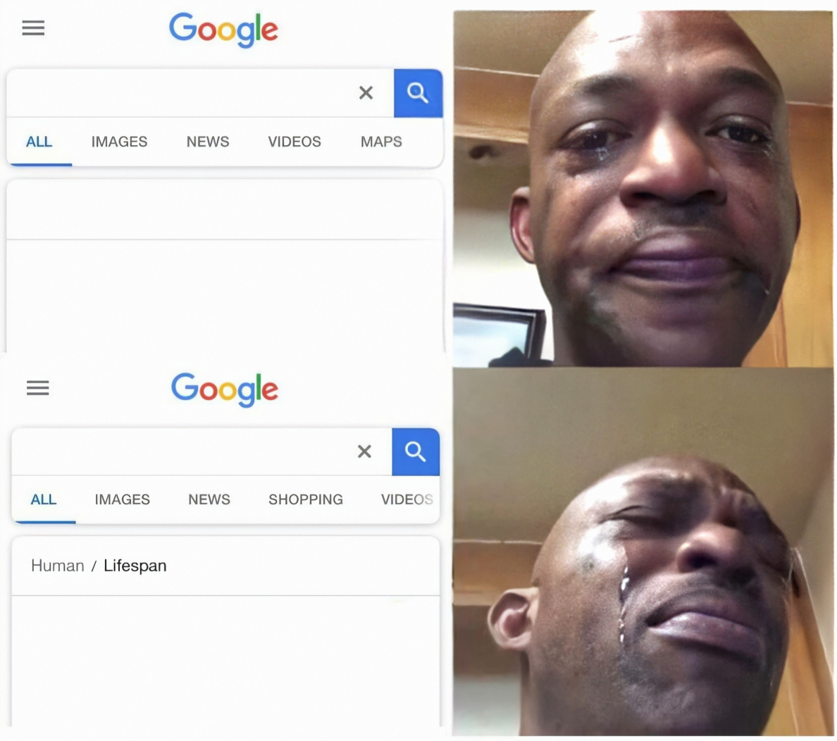 Google Search Guy Cries Blank Meme Template