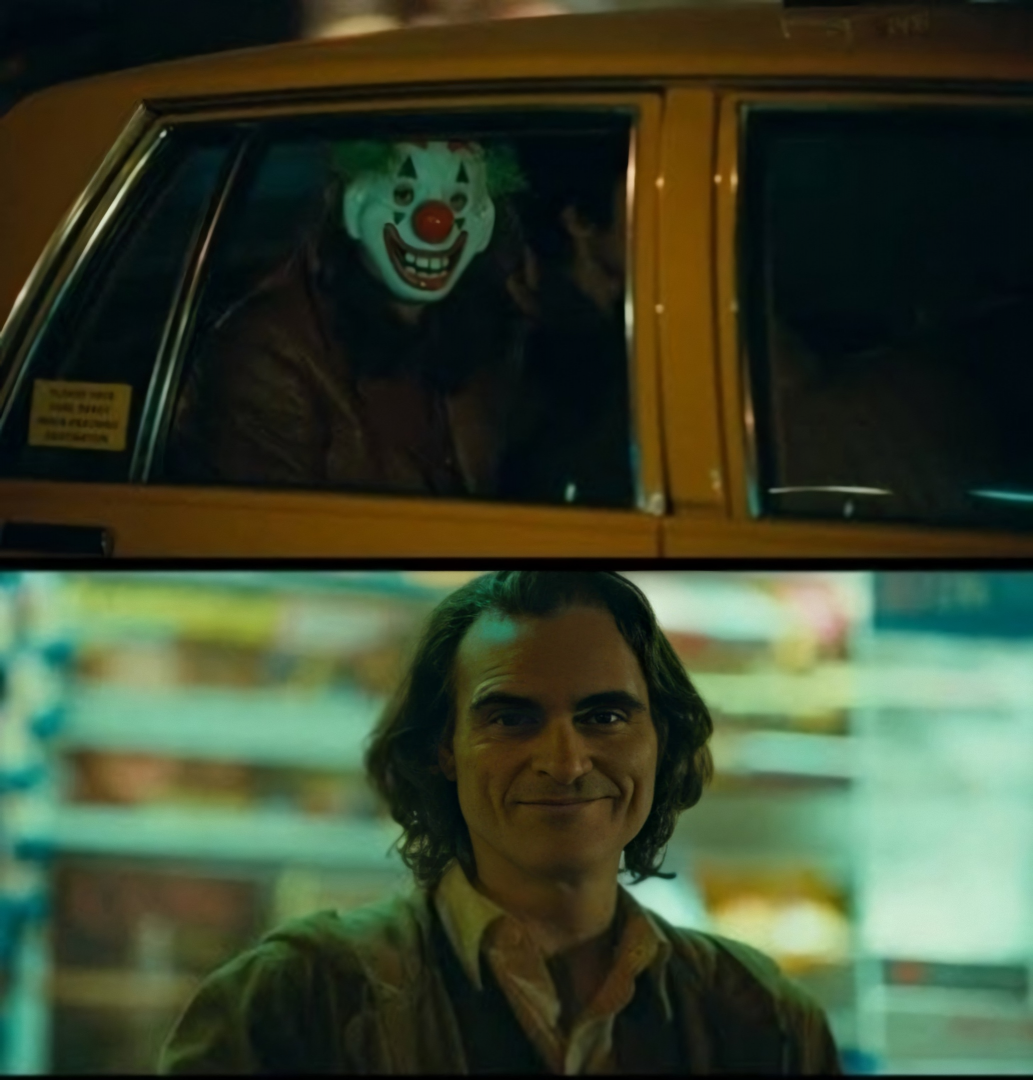 Joker Looks At Clown In Taxi Blank Meme Template