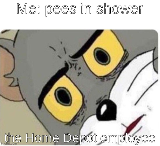 Tom and Jerry meme | Me: pees in shower; the Home Depot employee | image tagged in tom and jerry meme | made w/ Imgflip meme maker