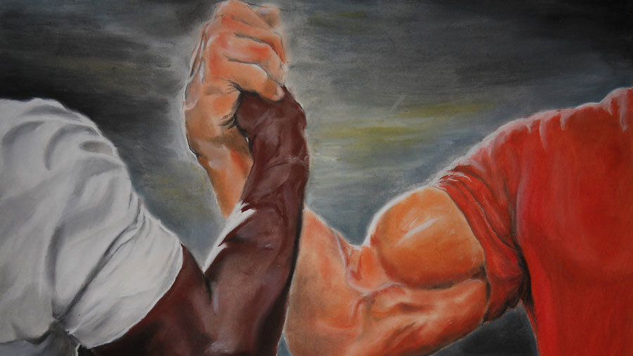 High Quality Strong Arms Handshake Blank Meme Template