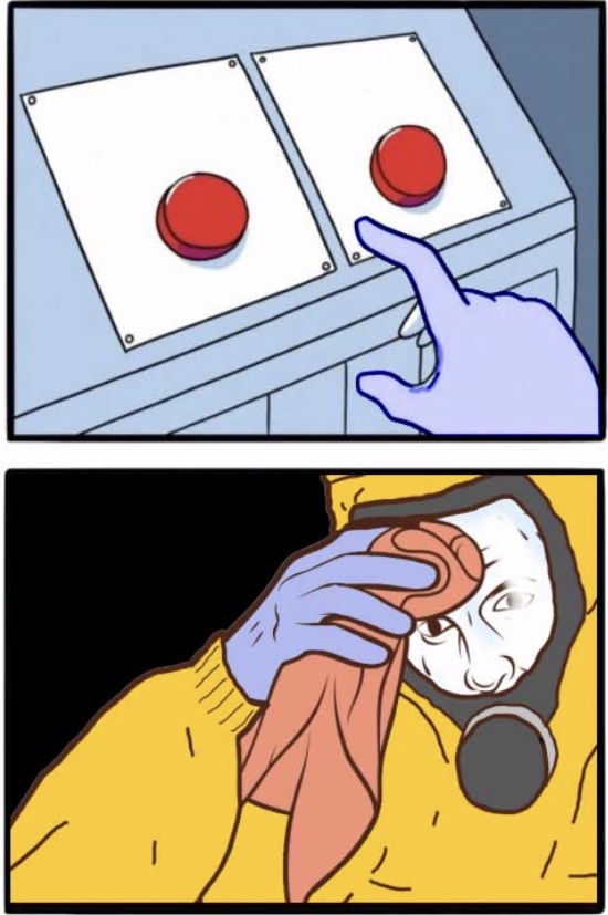 High Quality two buttons hazmat Blank Meme Template