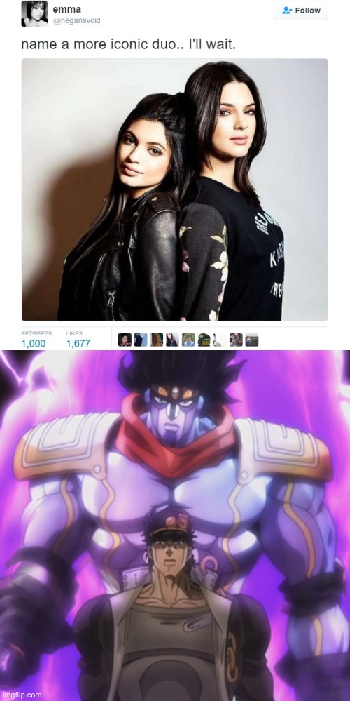 image tagged in name a more iconic duo,jotaro star platinum | made w/ Imgflip meme maker