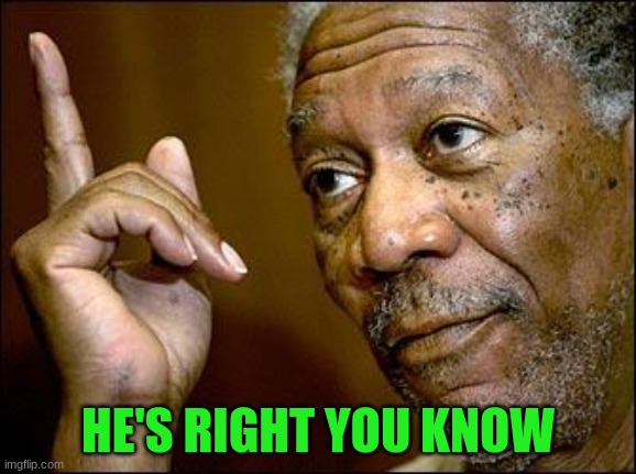 This Morgan Freeman | HE'S RIGHT YOU KNOW | image tagged in this morgan freeman | made w/ Imgflip meme maker