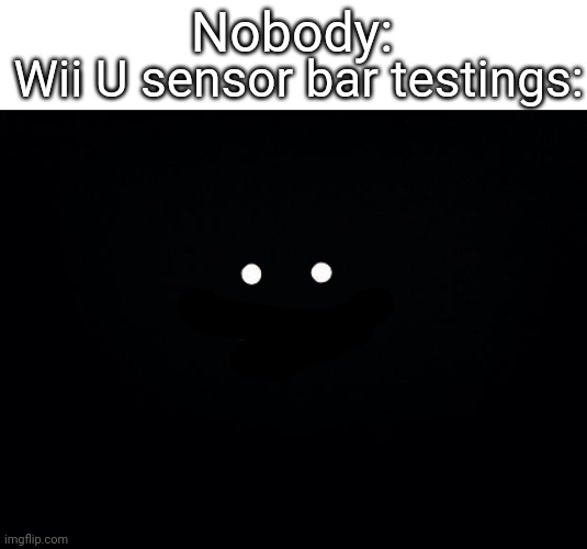 Black background | Nobody:; Wii U sensor bar testings: | image tagged in black background | made w/ Imgflip meme maker