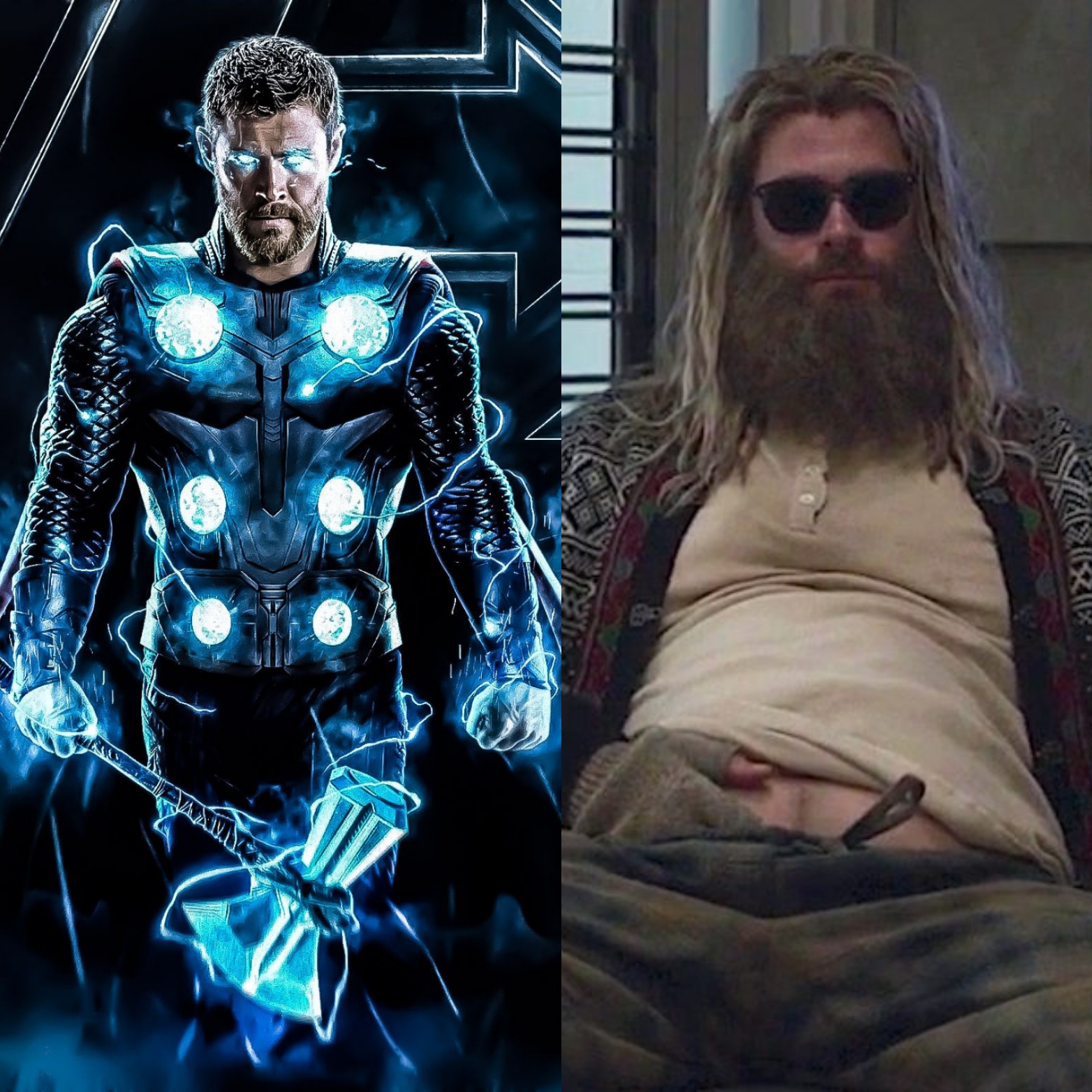 High Quality Thin Thor to Fat Thor Blank Meme Template