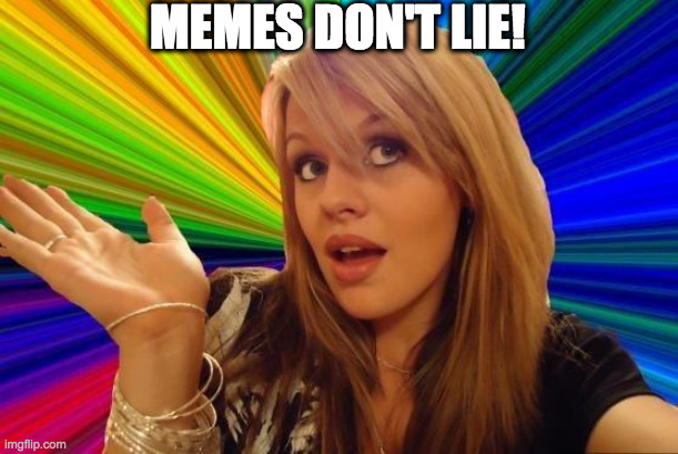Dumb Blonde Meme | MEMES DON'T LIE! | image tagged in memes,dumb blonde | made w/ Imgflip meme maker