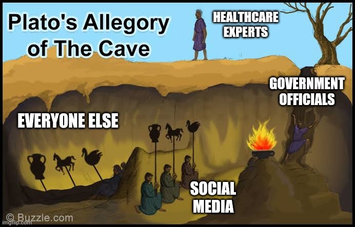  HEALTHCARE EXPERTS; GOVERNMENT OFFICIALS; EVERYONE ELSE; SOCIAL MEDIA | image tagged in coronavirus,philosophy | made w/ Imgflip meme maker