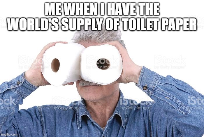 My Toilet papaer | ME WHEN I HAVE THE WORLD'S SUPPLY OF TOILET PAPER | image tagged in toilet paper | made w/ Imgflip meme maker