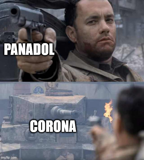 Tom Hanks Tank | PANADOL; CORONA | image tagged in tom hanks tank | made w/ Imgflip meme maker