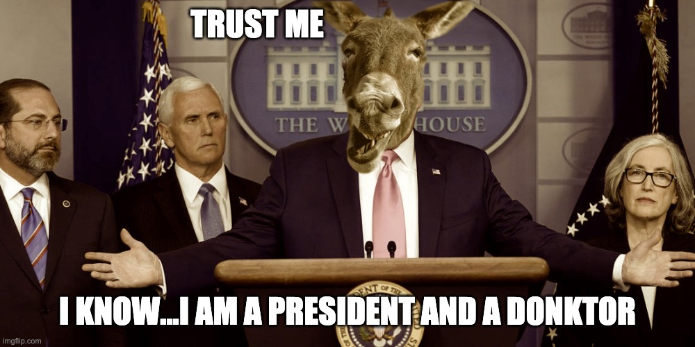 Trump Dumb | TRUST ME; I KNOW...I AM A PRESIDENT AND A DONKTOR | image tagged in donald trump,dumb,idiot | made w/ Imgflip meme maker