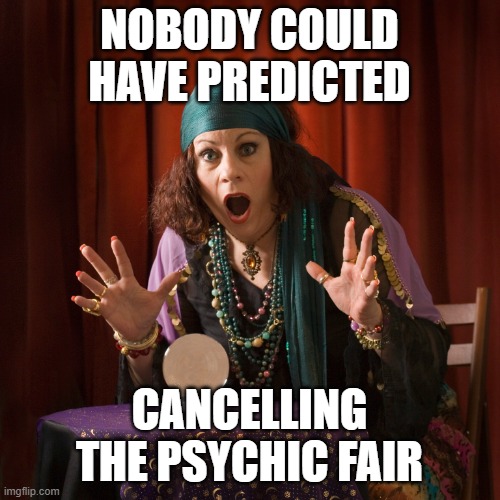 NOBODY COULD HAVE PREDICTED CANCELLING THE PSYCHIC FAIR | made w/ Imgflip meme maker