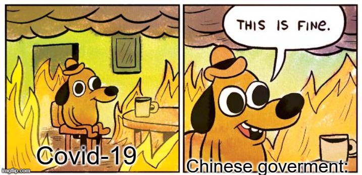 This Is Fine Meme | Chinese goverment:; Covid-19 | image tagged in memes,this is fine | made w/ Imgflip meme maker