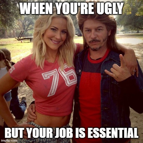 Essential Job | WHEN YOU'RE UGLY; BUT YOUR JOB IS ESSENTIAL | image tagged in ugly,dirt | made w/ Imgflip meme maker