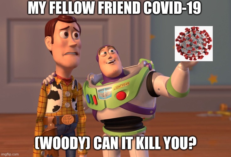 X, X Everywhere | MY FELLOW FRIEND COVID-19; (WOODY) CAN IT KILL YOU? | image tagged in memes,x x everywhere | made w/ Imgflip meme maker