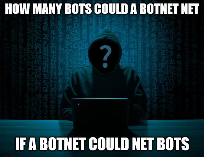  HOW MANY BOTS COULD A BOTNET NET; IF A BOTNET COULD NET BOTS | made w/ Imgflip meme maker