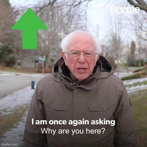 Bernie I Am Once Again Asking For Your Support Meme | Why are you here? | image tagged in memes,bernie i am once again asking for your support | made w/ Imgflip meme maker