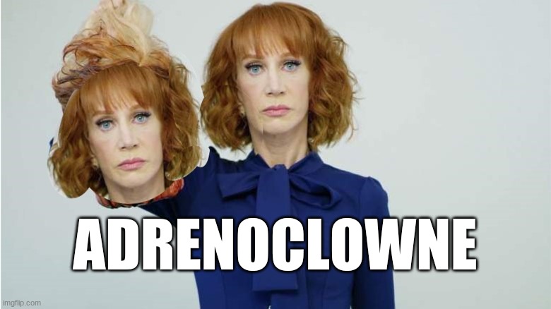 Alegedly... | ADRENOCLOWNE | image tagged in kathy no talent griffin,adrenochrome,kathy griffin,coronavirus,headbanging,the scroll of truth | made w/ Imgflip meme maker