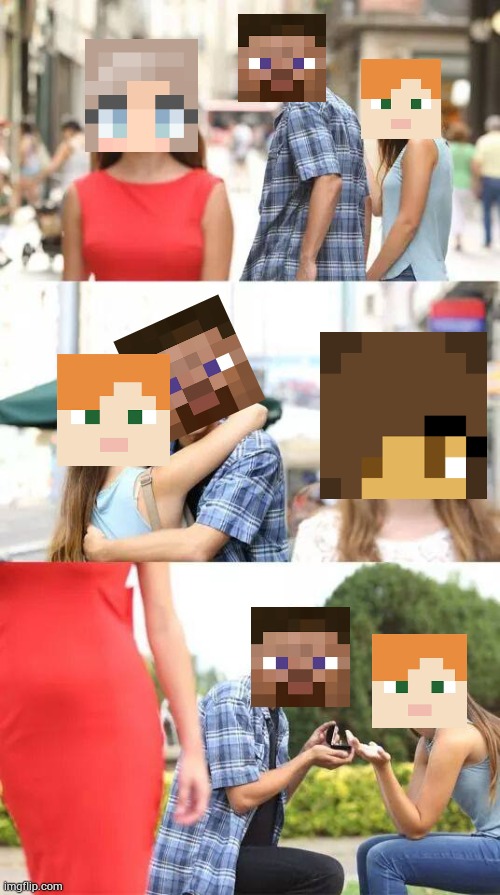 Minecraft distracted boyfriend | image tagged in distracted boyfriend | made w/ Imgflip meme maker
