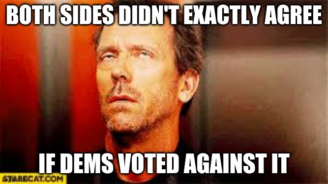 eyeroll | BOTH SIDES DIDN'T EXACTLY AGREE IF DEMS VOTED AGAINST IT | image tagged in eyeroll | made w/ Imgflip meme maker