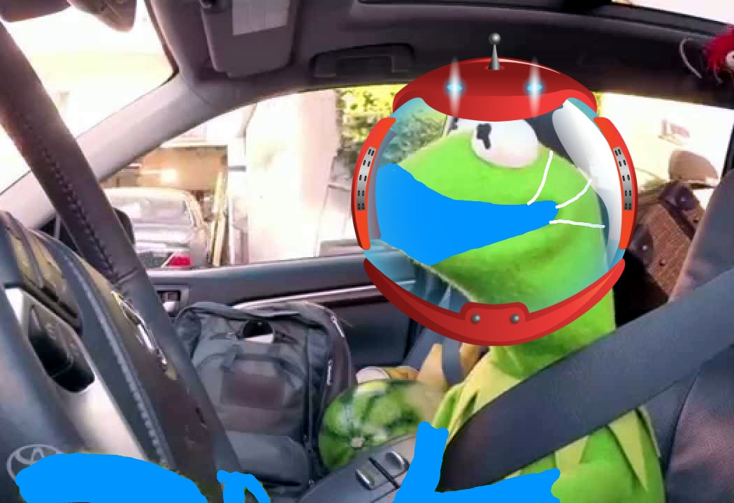 High Quality Kermit The Frog Driving Corona Virus Blank Meme Template