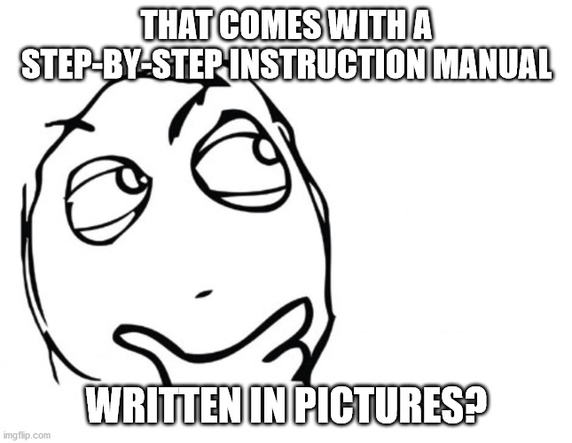 hmmm | THAT COMES WITH A STEP-BY-STEP INSTRUCTION MANUAL WRITTEN IN PICTURES? | image tagged in hmmm | made w/ Imgflip meme maker