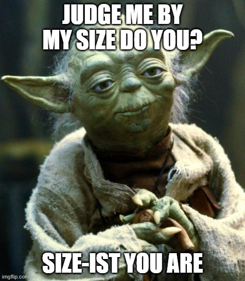 Star Wars Yoda Meme | JUDGE ME BY MY SIZE DO YOU? SIZE-IST YOU ARE | image tagged in memes,star wars yoda | made w/ Imgflip meme maker