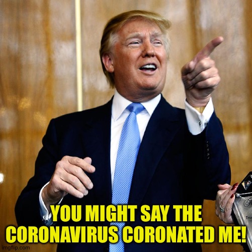 Donal Trump Birthday | YOU MIGHT SAY THE CORONAVIRUS CORONATED ME! | image tagged in donal trump birthday | made w/ Imgflip meme maker