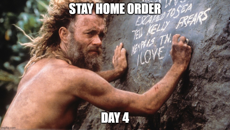 STAY HOME ORDER; DAY 4 | image tagged in covid,stay at home,quarantine | made w/ Imgflip meme maker