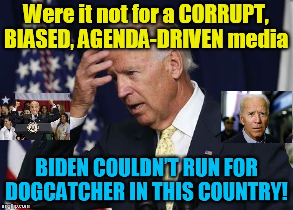Dementia Dem O'Biden | Were it not for a CORRUPT, BIASED, AGENDA-DRIVEN media; BIDEN COULDN’T RUN FOR DOGCATCHER IN THIS COUNTRY! | image tagged in politics,political meme,democrat,joe biden,wtf,liberal hypocrisy | made w/ Imgflip meme maker