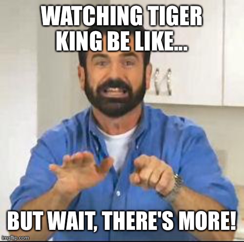 but wait there's more | WATCHING TIGER KING BE LIKE... BUT WAIT, THERE'S MORE! | image tagged in but wait there's more | made w/ Imgflip meme maker