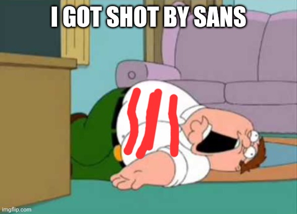 Dead Peter Griffin | I GOT SHOT BY SANS | image tagged in dead peter griffin | made w/ Imgflip meme maker