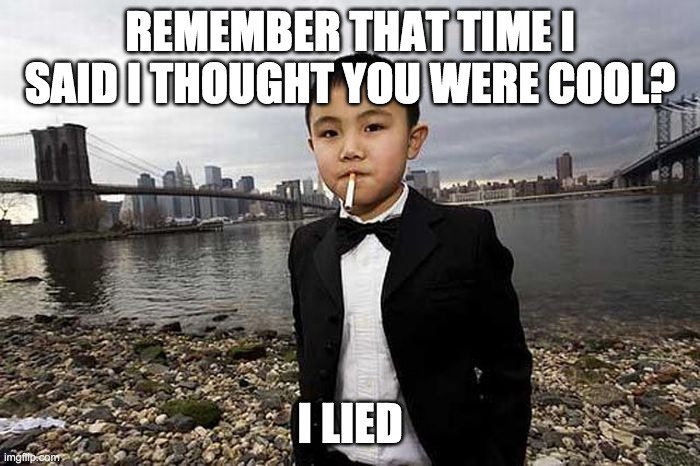REMEMBER THAT TIME I SAID I THOUGHT YOU WERE COOL? I LIED | made w/ Imgflip meme maker