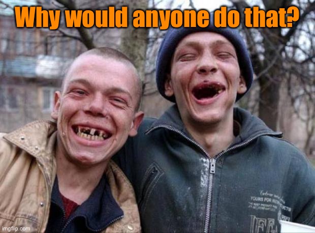 No teeth | Why would anyone do that? | image tagged in no teeth | made w/ Imgflip meme maker