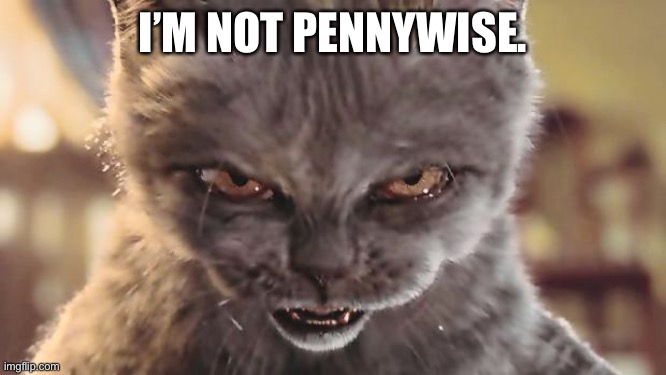 Evil Cat | I’M NOT PENNYWISE. | image tagged in evil cat | made w/ Imgflip meme maker