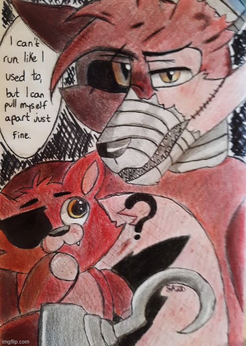 Sorry, its a bit blurry. | image tagged in drawing,art,foxy,foxy five nights at freddy's,foxy fnaf 4,nightmare foxy | made w/ Imgflip meme maker