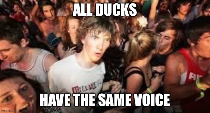 suddenly clear clarence | ALL DUCKS; HAVE THE SAME VOICE | image tagged in suddenly clear clarence | made w/ Imgflip meme maker