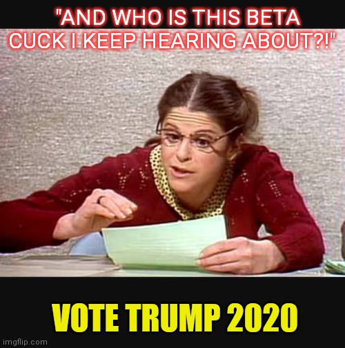 "AND WHO IS THIS BETA CUCK I KEEP HEARING ABOUT?!" VOTE TRUMP 2020 | made w/ Imgflip meme maker