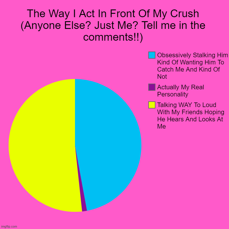 The Way I Act In Front Of My Crush (Anyone Else? Just Me? Tell me in the comments!!) | Talking WAY To Loud With My Friends Hoping He Hears A | image tagged in charts,pie charts | made w/ Imgflip chart maker
