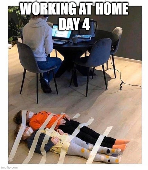 a;sdkjlfa;lfja;lkf | WORKING AT HOME
DAY 4 | image tagged in coronavirus,funny,funny memes | made w/ Imgflip meme maker