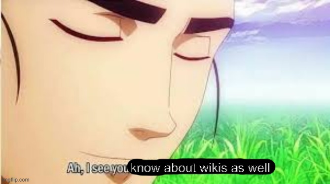Ah,I see you are a man of culture as well | know about wikis as well | image tagged in ah i see you are a man of culture as well | made w/ Imgflip meme maker