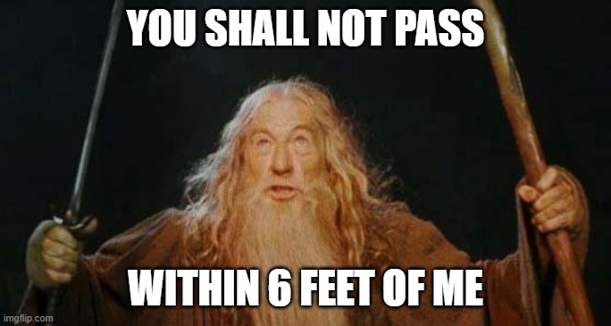gandalf | YOU SHALL NOT PASS; WITHIN 6 FEET OF ME | image tagged in gandalf | made w/ Imgflip meme maker