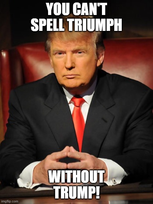 Donald trump | YOU CAN'T SPELL TRIUMPH; WITHOUT
TRUMP! | image tagged in donald trump | made w/ Imgflip meme maker