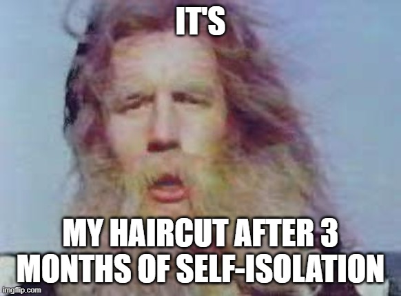 Monty Python It's Man | IT'S; MY HAIRCUT AFTER 3 MONTHS OF SELF-ISOLATION | image tagged in monty python it's man | made w/ Imgflip meme maker