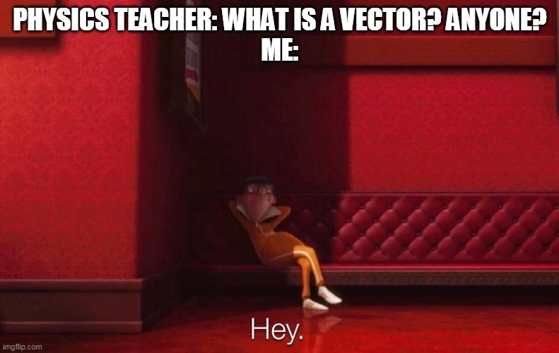 Vector | PHYSICS TEACHER: WHAT IS A VECTOR? ANYONE?
ME: | image tagged in vector | made w/ Imgflip meme maker