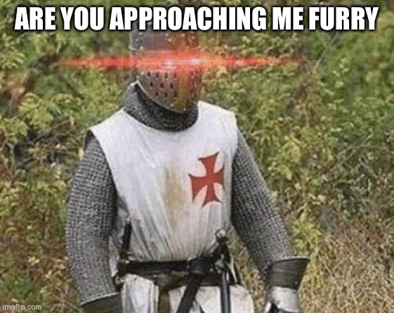 Growing Stronger Crusader | ARE YOU APPROACHING ME FURRY | image tagged in growing stronger crusader | made w/ Imgflip meme maker