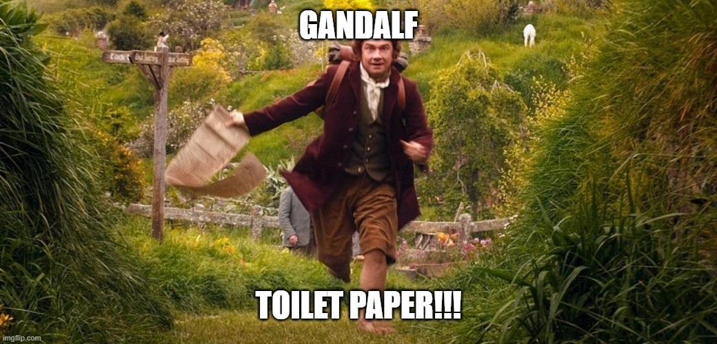 Corona | GANDALF; TOILET PAPER!!! | image tagged in toilet paper,lotr,the hobbit,lord of the rings | made w/ Imgflip meme maker
