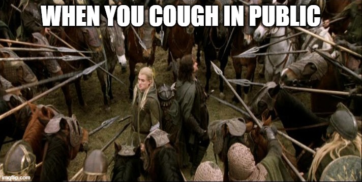 Corona | WHEN YOU COUGH IN PUBLIC | image tagged in lotr,lord of the rings,corona,coronavirus | made w/ Imgflip meme maker