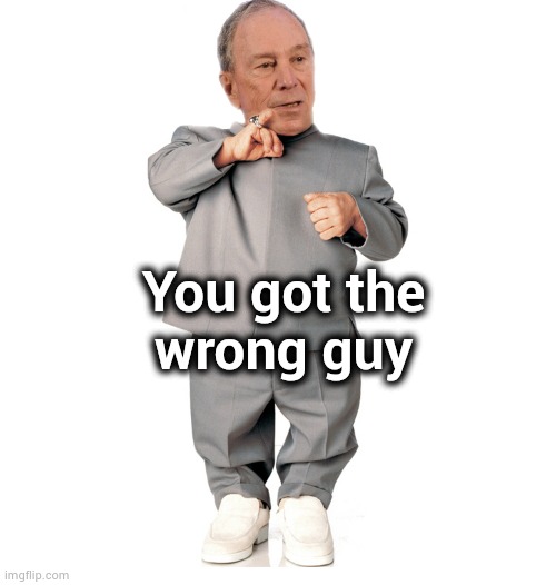 mini mike bloomberg | You got the
wrong guy | image tagged in mini mike bloomberg | made w/ Imgflip meme maker